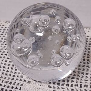 MCM Huge 2 Lbs Clear Glass Bubble Paperweight - Home Art